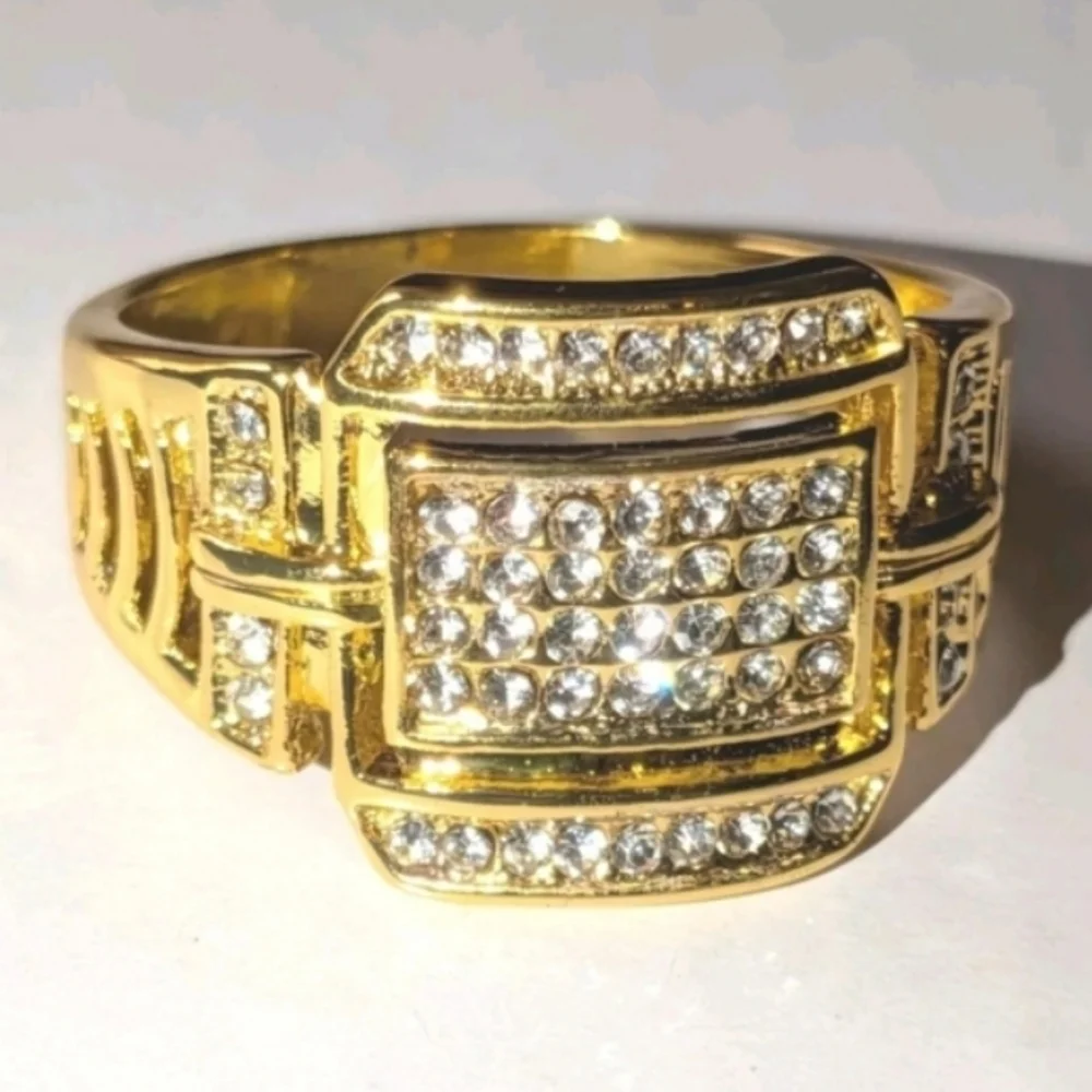 3ct round Cut Moissanite 14k Yellow Gold Plated Mens Royal Style Ring Sz 11